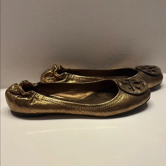 Tory Burch Gold Ballet Flats with Medallion