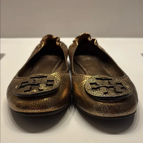 Tory Burch Gold Ballet Flats with Medallion