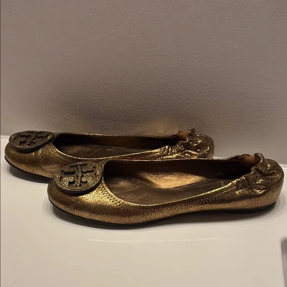 Tory Burch Gold Ballet Flats with Medallion
