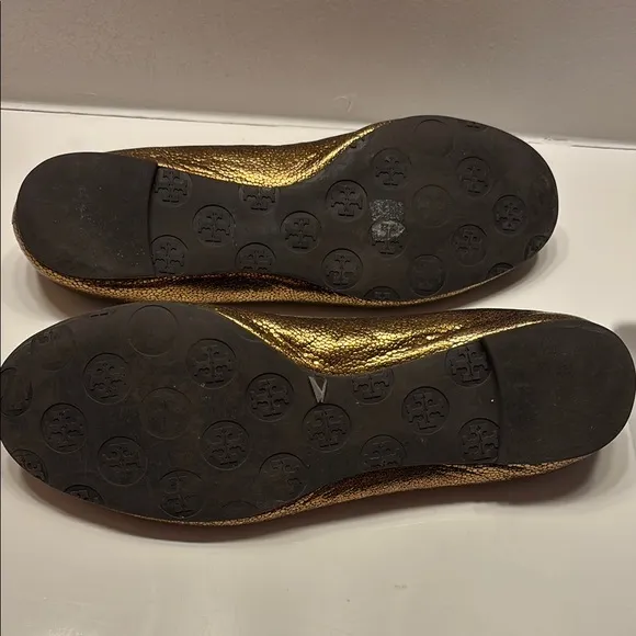 Tory Burch Gold Ballet Flats with Medallion