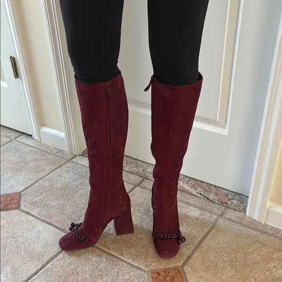 TORY BURCH LADIES Burgundy Knee-High Addison Boots-10.5