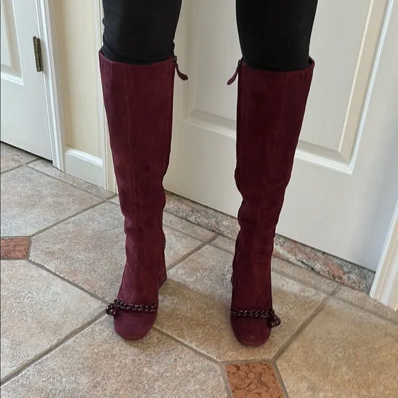 TORY BURCH LADIES Burgundy Knee-High Addison Boots-10.5