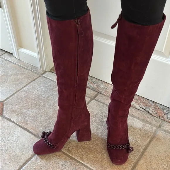 TORY BURCH LADIES Burgundy Knee-High Addison Boots-10.5