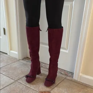 TORY BURCH LADIES Burgundy Knee-High Addison Boots-10.5