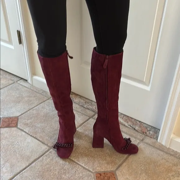 TORY BURCH LADIES Burgundy Knee-High Addison Boots-10.5