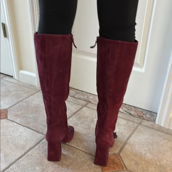 TORY BURCH LADIES Burgundy Knee-High Addison Boots-10.5