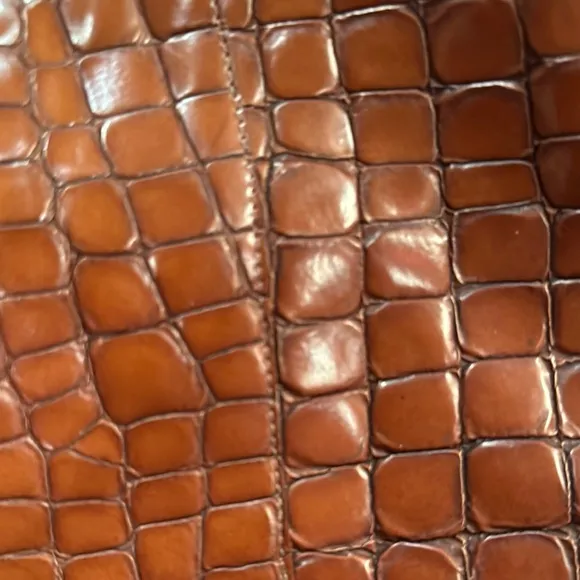 Tory Burch leather Elegant Brown Croc-Embossed Knee-High Boots