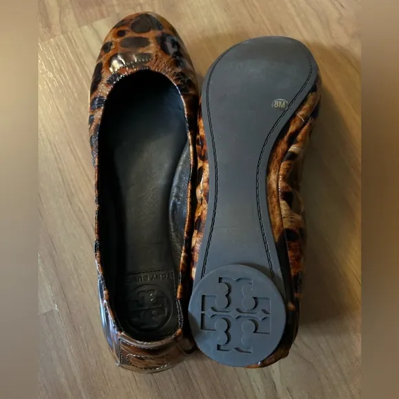 TORY BURCH Leopard Print Ballet Flats - Size 8