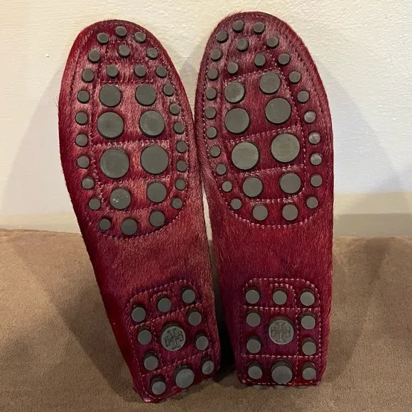 Tory Burch Loafers Haircalf Kendrick Driver Leather Lining Size 7