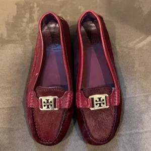 Tory Burch Loafers Haircalf Kendrick Driver Leather Lining Size 7