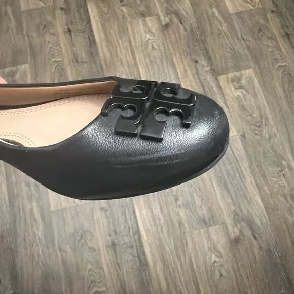 Tory Burch Lowell Ballet Flats Black Leather Shoes Size 6.5