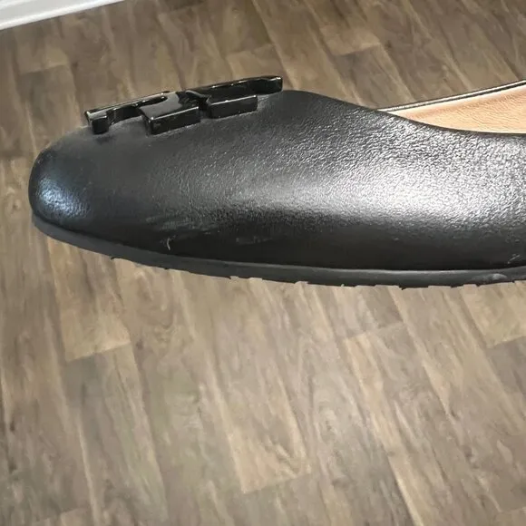 Tory Burch Lowell Ballet Flats Black Leather Shoes Size 6.5