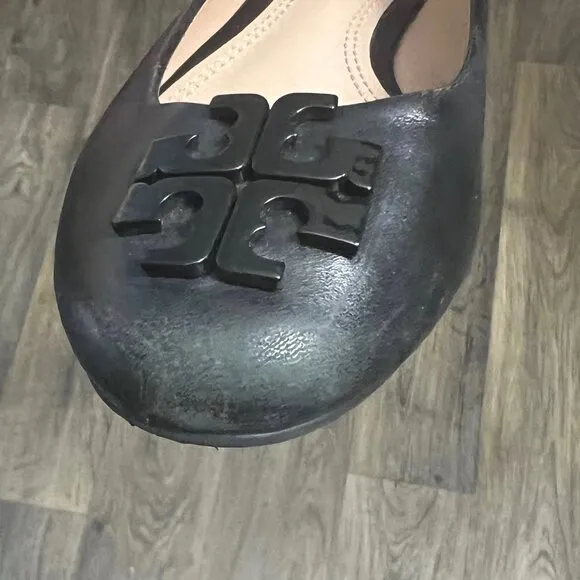 Tory Burch Lowell Ballet Flats Black Leather Shoes Size 6.5