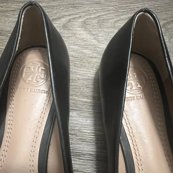Tory Burch Lowell Ballet Flats Black Leather Shoes Size 6.5