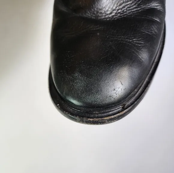 Tory Burch Lowell Logo 2 Black Leather Knee High Riding Boots Size 9M