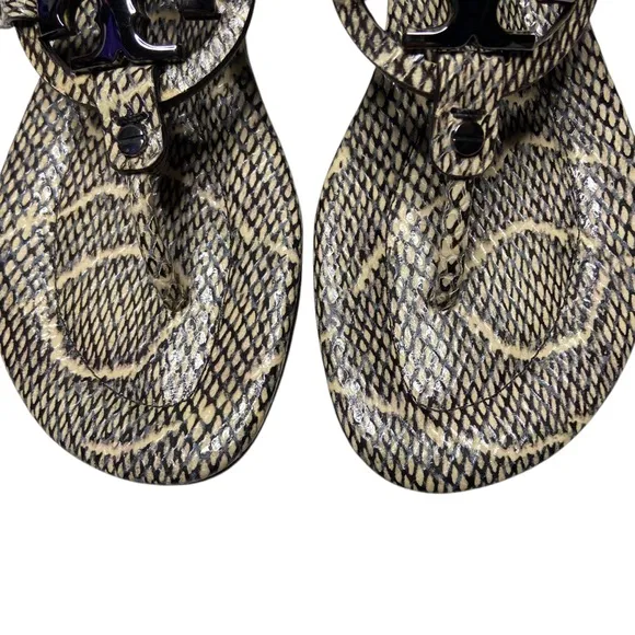 TORY BURCH Miller 2 Leather Thong Slip On Python Snakeskin Sandals 8M