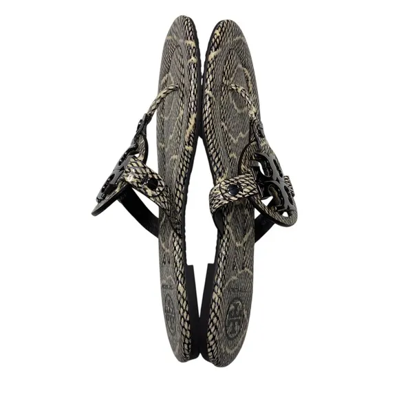 TORY BURCH Miller 2 Leather Thong Slip On Python Snakeskin Sandals 8M