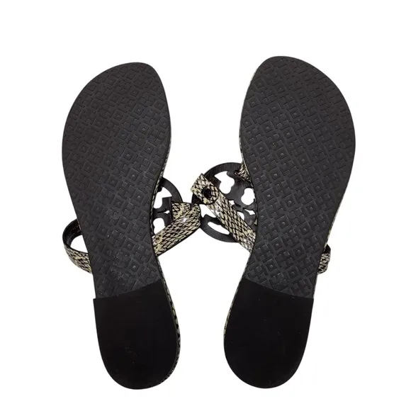 TORY BURCH Miller 2 Leather Thong Slip On Python Snakeskin Sandals 8M