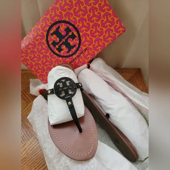 Tory Burch Mini Miller Leather Flat Thong