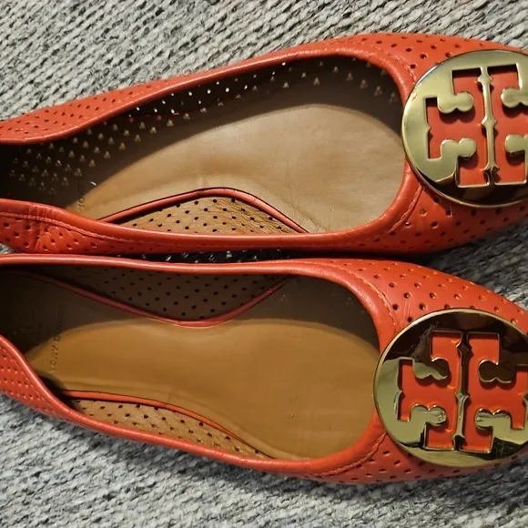 Tory Burch Red Perforated Ballet Flats 9.5
