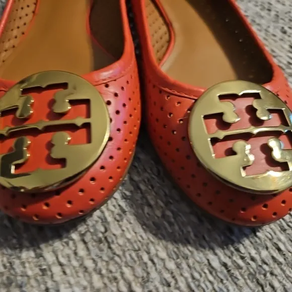 Tory Burch Red Perforated Ballet Flats 9.5