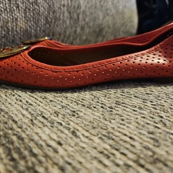 Tory Burch Red Perforated Ballet Flats 9.5