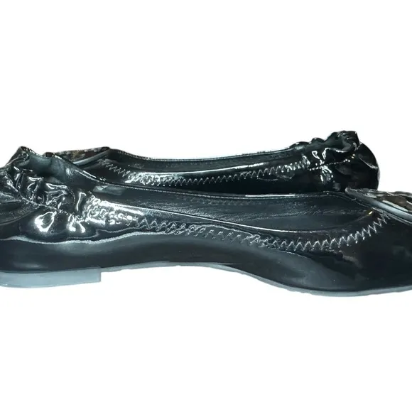 Tory Burch Reva Flats Size 8 Black Patent Leather