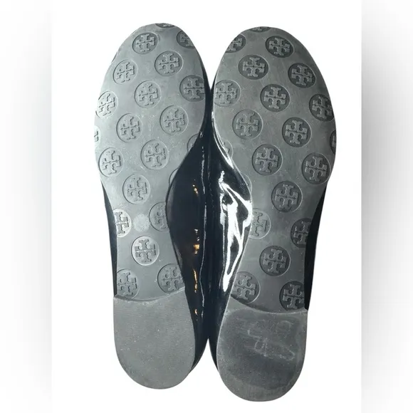 Tory Burch Reva Flats Size 8 Black Patent Leather