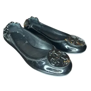 Tory Burch Reva Flats Size 8 Black Patent Leather