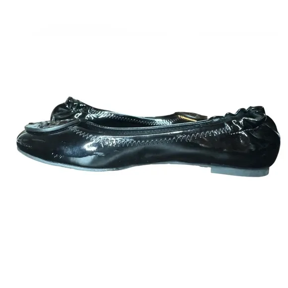 Tory Burch Reva Flats Size 8 Black Patent Leather
