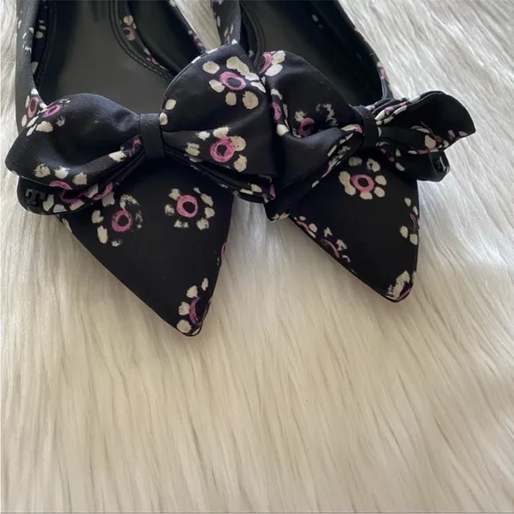 Tory Burch Rosalind Ballet Flats 9.5 Black Floral NWOT