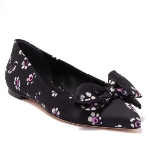 Tory Burch Rosalind Ballet Flats 9.5 Black Floral NWOT