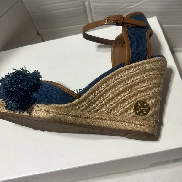 Tory Burch Shaw denim espadrilles. EUC
