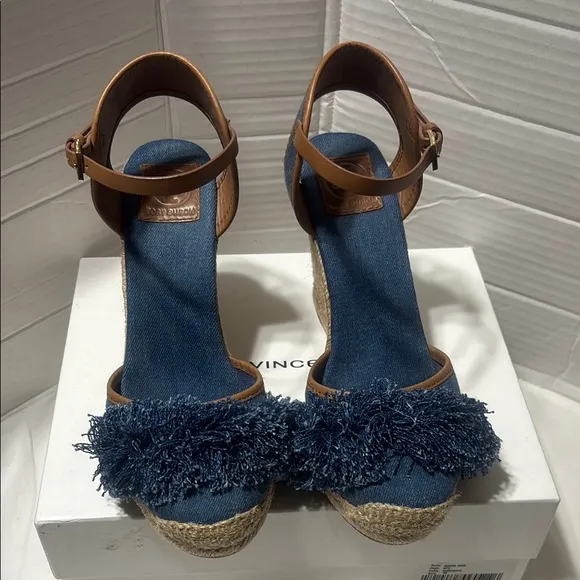 Tory Burch Shaw denim espadrilles. EUC