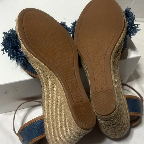 Tory Burch Shaw denim espadrilles. EUC