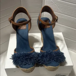 Tory Burch Shaw denim espadrilles. EUC