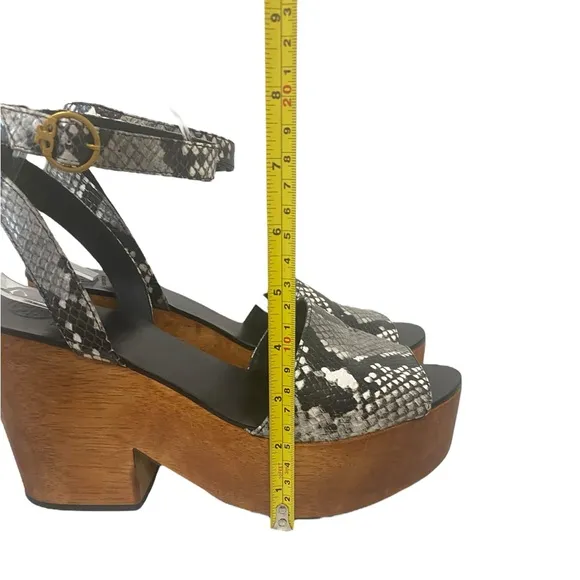 Tory Burch Snake Print Spring Leather Platform Slip On Chunky Heel Sandals