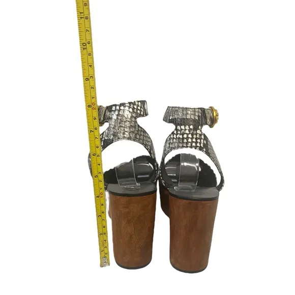 Tory Burch Snake Print Spring Leather Platform Slip On Chunky Heel Sandals