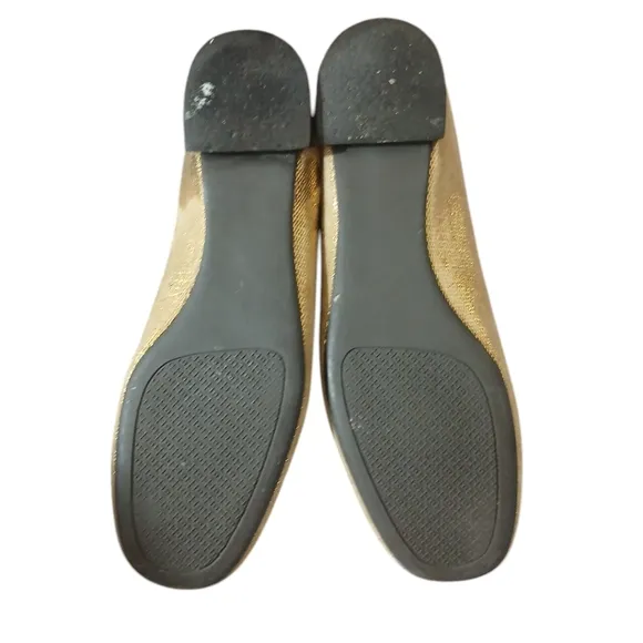 Tory Burch Sparkling Gold Suede Flats  Metallic Loafers Women's size 7.5 M