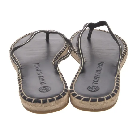 TORY BURCH Thong Espadrilles Leather Flip Flops Size 8