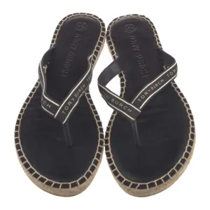 TORY BURCH Thong Espadrilles Leather Flip Flops Size 8