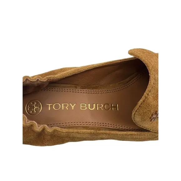 Tory Burch Womens Brown Suede Loafers Sz 7.5M With Leather Lining &amp; Rubber Sol