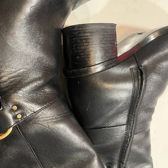 Tory Burch Womens Marsden Riding Boots Black Leather Tall Block Heel Size 9.5M