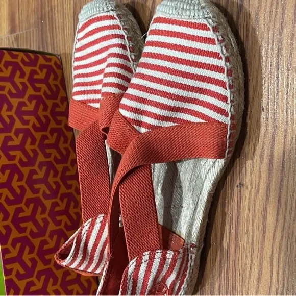Tory Burch Women's Red Striped Espadrilles size 7