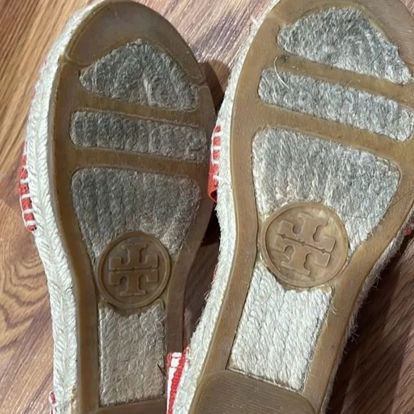 Tory Burch Women's Red Striped Espadrilles size 7