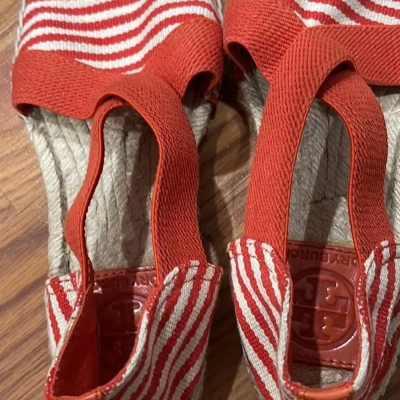 Tory Burch Women's Red Striped Espadrilles size 7