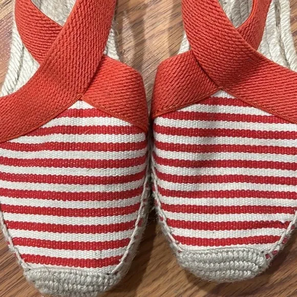Tory Burch Women's Red Striped Espadrilles size 7