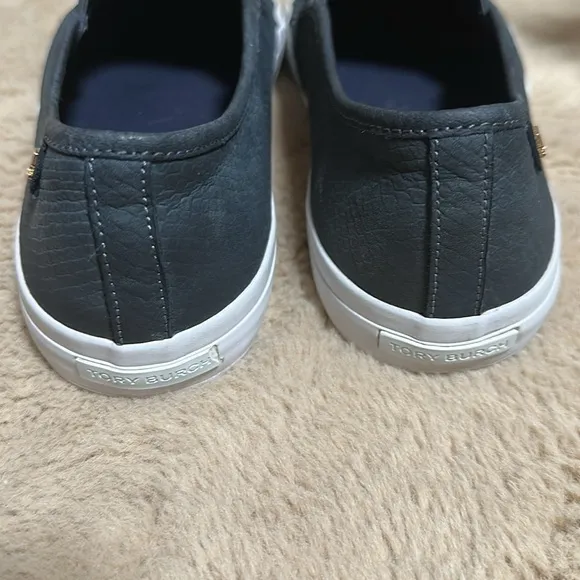 Tory Burch Women's Sneakers Floyd Reptile Embossed Slip On Blue Suede Size 11