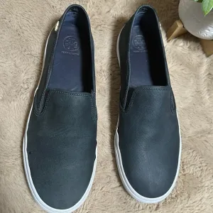 Tory Burch Women's Sneakers Floyd Reptile Embossed Slip On Blue Suede Size 11