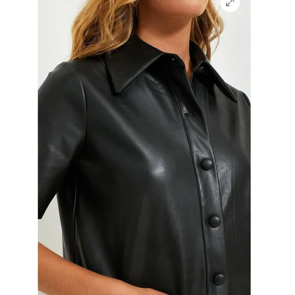 TUCKERNUCK Black Leather Violetta Shirt Dress